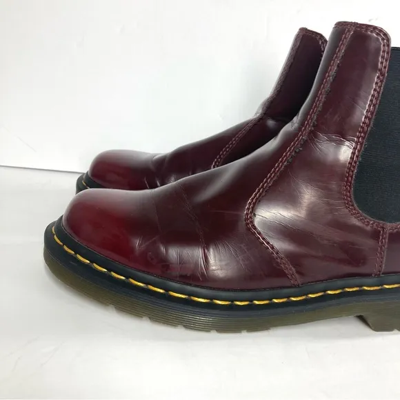 Dr. Doc Martens 2976 Vegan Chelsea Boots Cherry Red Slip On Oxford Size 7