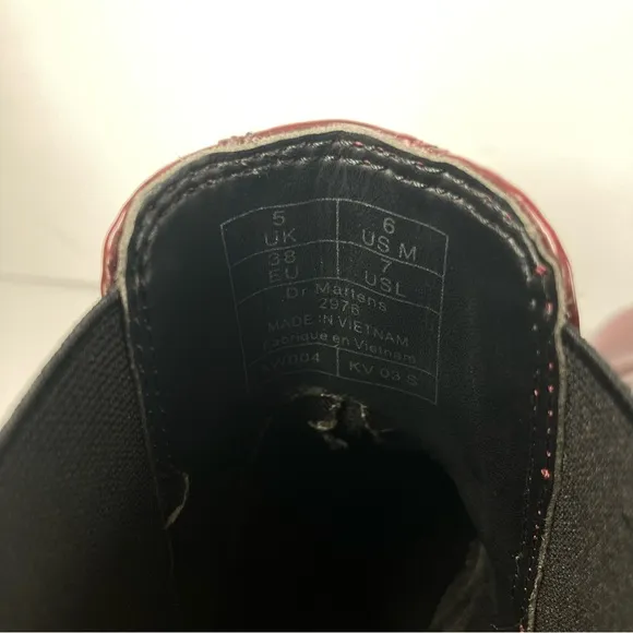 Dr. Doc Martens 2976 Vegan Chelsea Boots Cherry Red Slip On Oxford Size 7