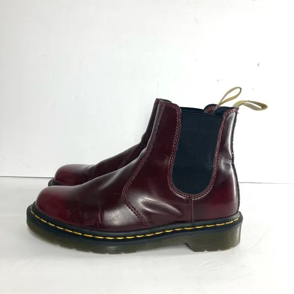 Dr. Doc Martens 2976 Vegan Chelsea Boots Cherry Red Slip On Oxford Size 7