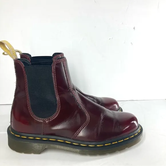Dr. Doc Martens 2976 Vegan Chelsea Boots Cherry Red Slip On Oxford Size 7