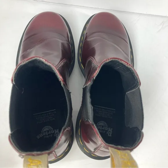 Dr. Doc Martens 2976 Vegan Chelsea Boots Cherry Red Slip On Oxford Size 7