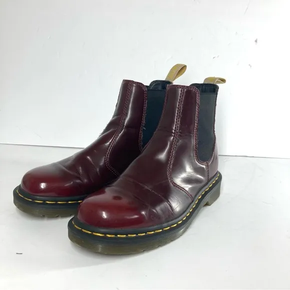 Dr. Doc Martens 2976 Vegan Chelsea Boots Cherry Red Slip On Oxford Size 7
