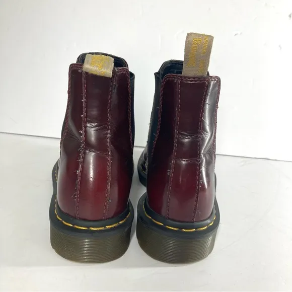 Dr. Doc Martens 2976 Vegan Chelsea Boots Cherry Red Slip On Oxford Size 7
