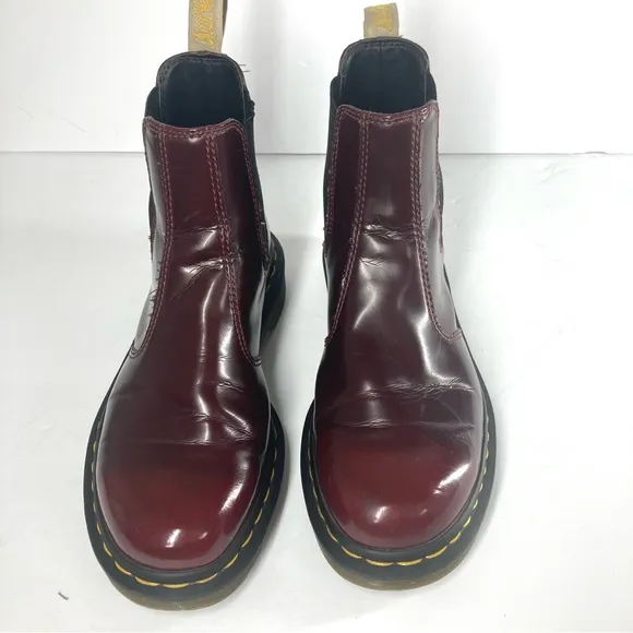 Dr. Doc Martens 2976 Vegan Chelsea Boots Cherry Red Slip On Oxford Size 7