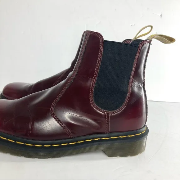 Dr. Doc Martens 2976 Vegan Chelsea Boots Cherry Red Slip On Oxford Size 7