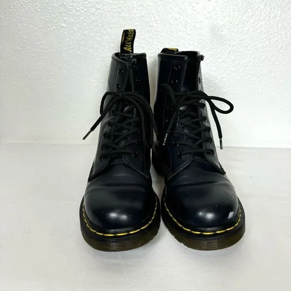 Dr. Doc Martens Womens Size 6 10072 Lace Up Boots Navy Blue Leather Classic Boot