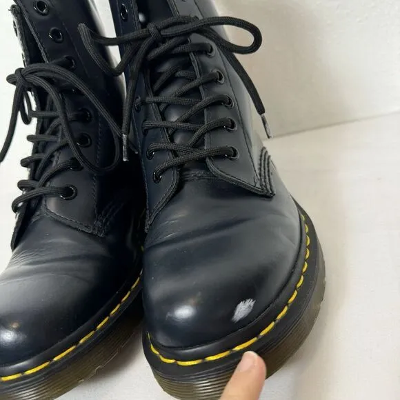 Dr. Doc Martens Womens Size 6 10072 Lace Up Boots Navy Blue Leather Classic Boot