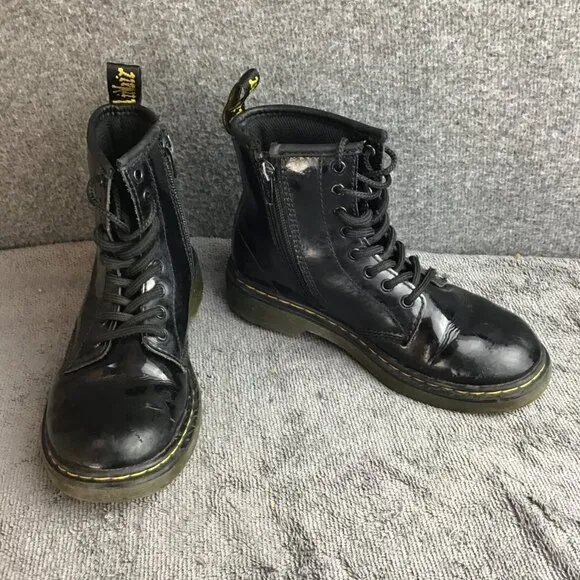Dr. Marten Junior 1460 Patent Leather Lace Up Boots Sz 1