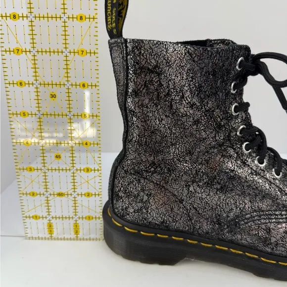 Dr. Martens 1460 Pascal Black Iridescent Metallic Crackle Leather Combat Boots