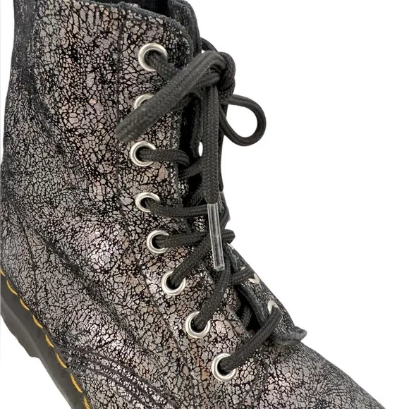 Dr. Martens 1460 Pascal Black Iridescent Metallic Crackle Leather Combat Boots