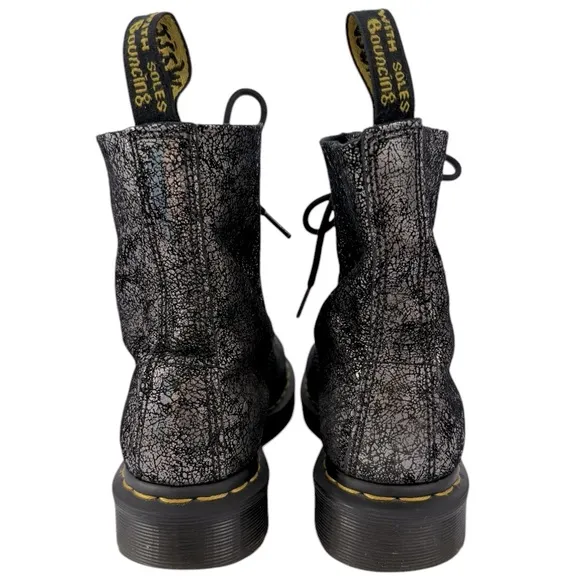 Dr. Martens 1460 Pascal Black Iridescent Metallic Crackle Leather Combat Boots