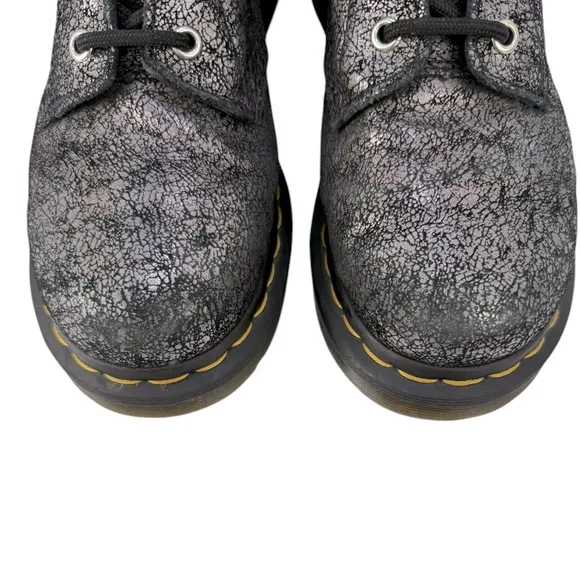 Dr. Martens 1460 Pascal Black Iridescent Metallic Crackle Leather Combat Boots