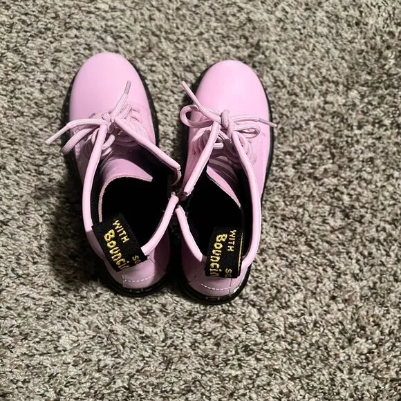 Dr. Martens 1460 Pascal Pastel Pink Leather Combat Boots with Side Zip‎