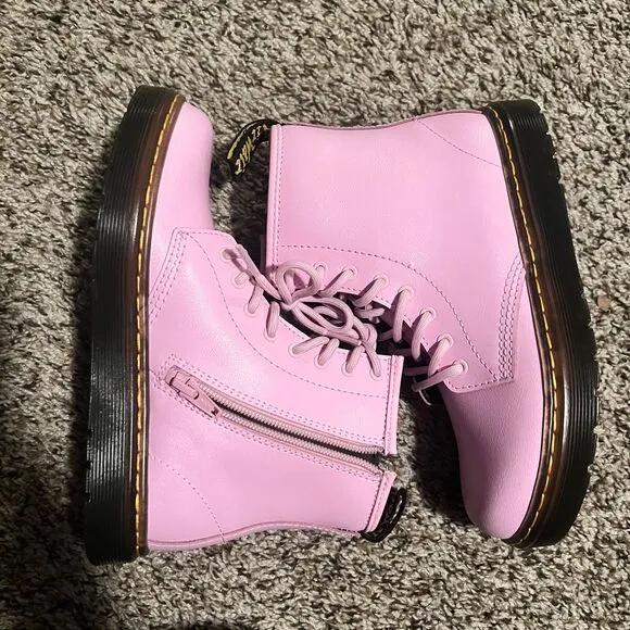 Dr. Martens 1460 Pascal Pastel Pink Leather Combat Boots with Side Zip‎