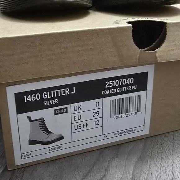 Dr. Martens 1460 Silver Glitter J Size 12 Boots