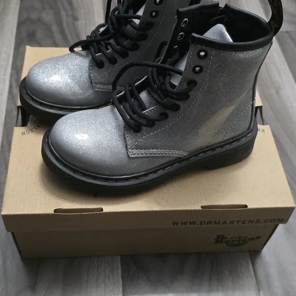 Dr. Martens 1460 Silver Glitter J Size 12 Boots