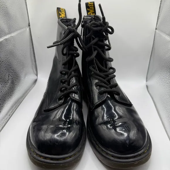 Dr. Martens 1460 Y Black Patent Leather Ankle Boots Women's Size 6