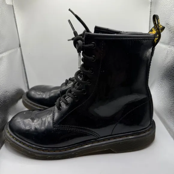 Dr. Martens 1460 Y Black Patent Leather Ankle Boots Women's Size 6