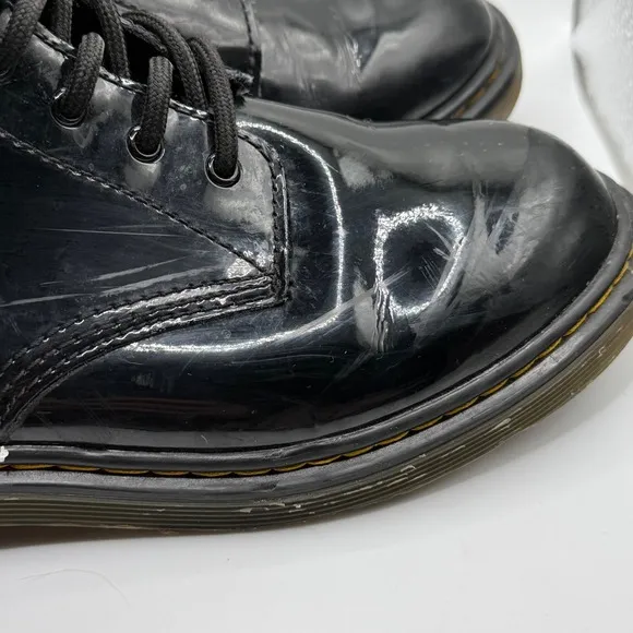 Dr. Martens 1460 Y Black Patent Leather Ankle Boots Women's Size 6