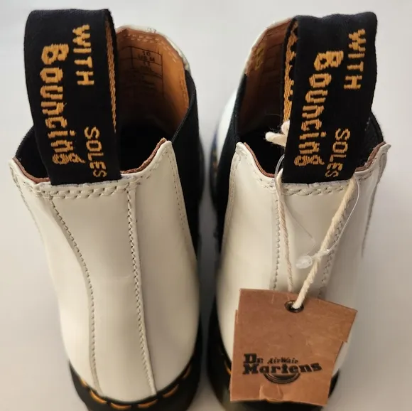 Dr. Martens 2976 yellow stitching smooth white leather Chelsea Boots