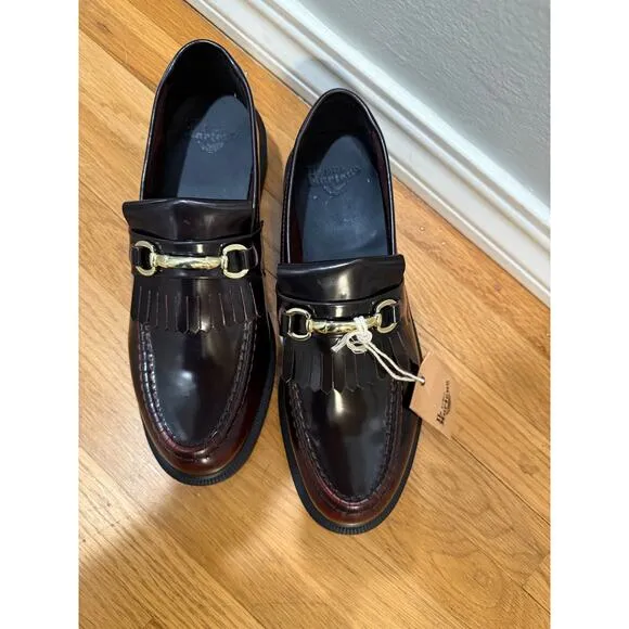 Dr Martens Adrian Snaffle Smooth Leather Kiltie Red Loafers Men's Size 10 NEW