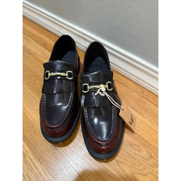 Dr Martens Adrian Snaffle Smooth Leather Kiltie Red Loafers Men's Size 10 NEW