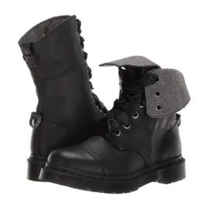 Dr Martens Aimilita Black Leather 9 Eye Fold over Combat Boots