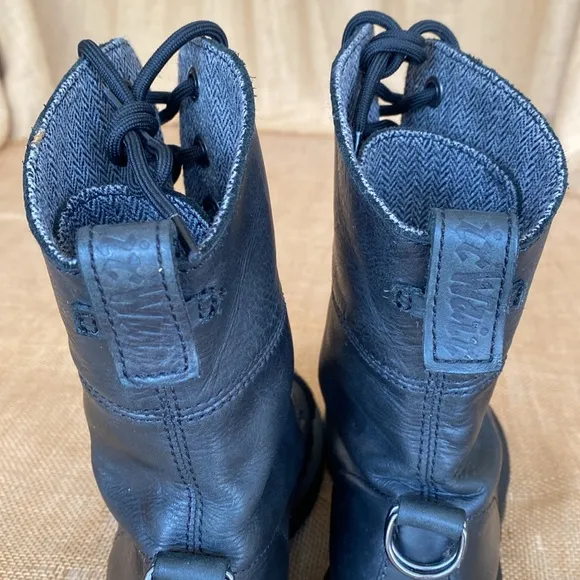 Dr Martens Aimilita Black Leather 9 Eye Fold over Combat Boots