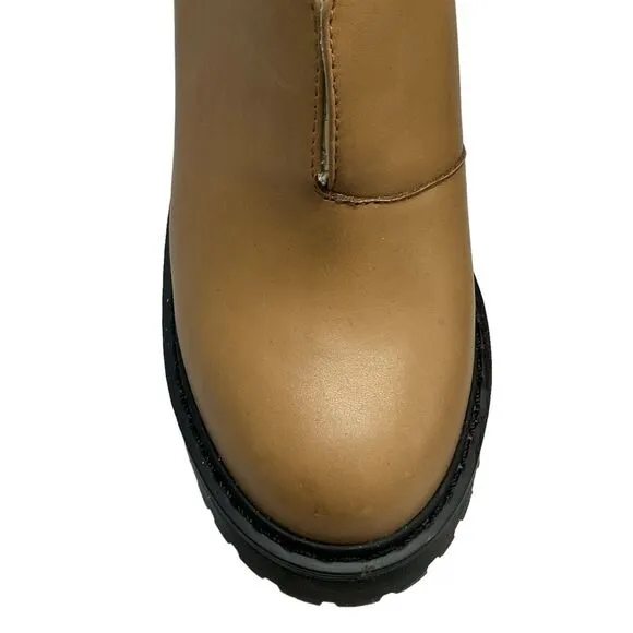 Dr. Martens AirWair Tan Cordelia Slip-On Chucky Platform Heel Shoe Boots Size 6