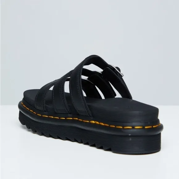 Dr. Martens BLAIRE LEATHER SLIDE SANDALS black hydro leather size 7 women’s