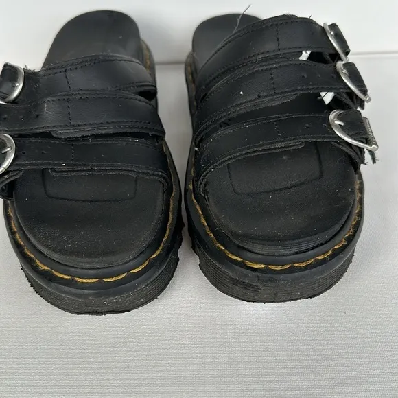 Dr. Martens BLAIRE LEATHER SLIDE SANDALS black hydro leather size 7 women’s