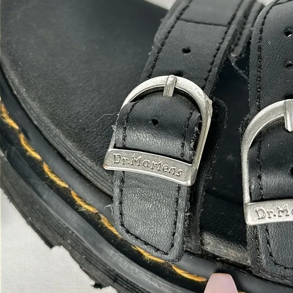 Dr. Martens BLAIRE LEATHER SLIDE SANDALS black hydro leather size 7 women’s