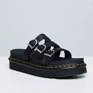 Dr. Martens BLAIRE LEATHER SLIDE SANDALS black hydro leather size 7 women’s