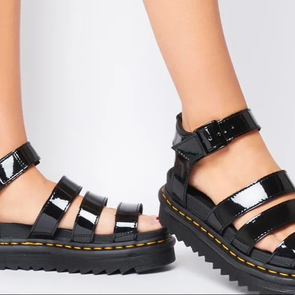 Dr. Martens Blaire Sandals Black Patent NEW
