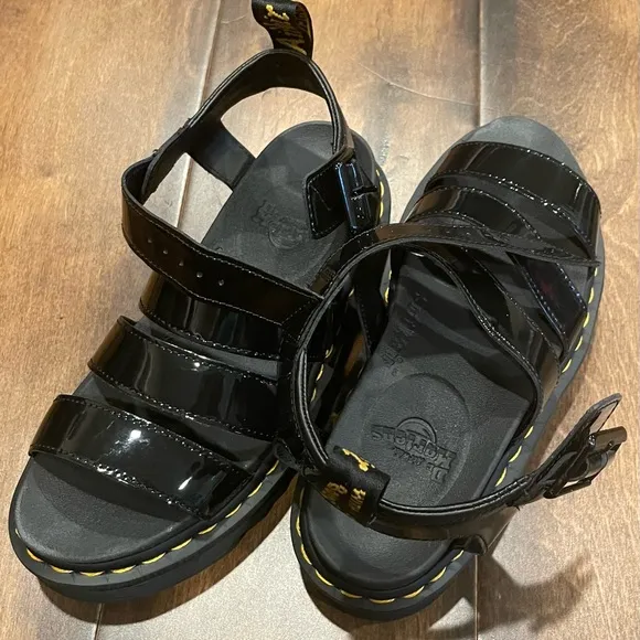 Dr. Martens Blaire Sandals Black Patent NEW