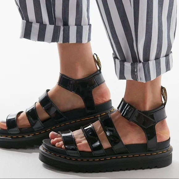 Dr. Martens Blaire Sandals Black Patent NEW