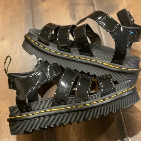 Dr. Martens Blaire Sandals Black Patent NEW