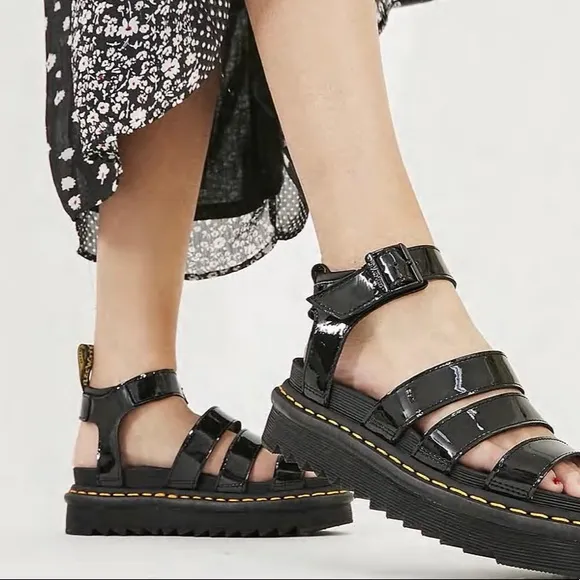 Dr. Martens Blaire Sandals Black Patent NEW