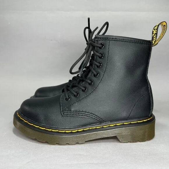 Dr. Martens Boots Boy's Size 12 1460 Softy T Black Leather Lace Up Combat Boots