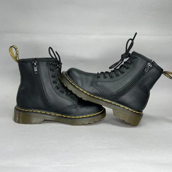 Dr. Martens Boots Boy's Size 12 1460 Softy T Black Leather Lace Up Combat Boots