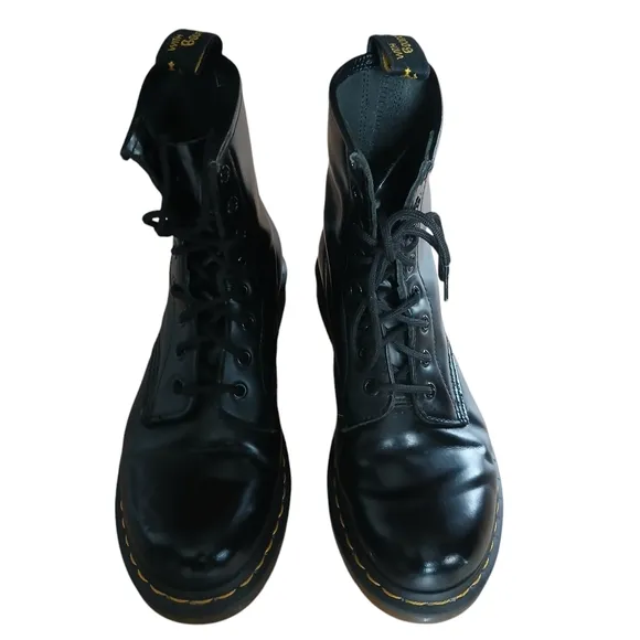 Dr. Martens Boots Leather Upper Heel Pull 1460 Black Leather 8 Eye Women's