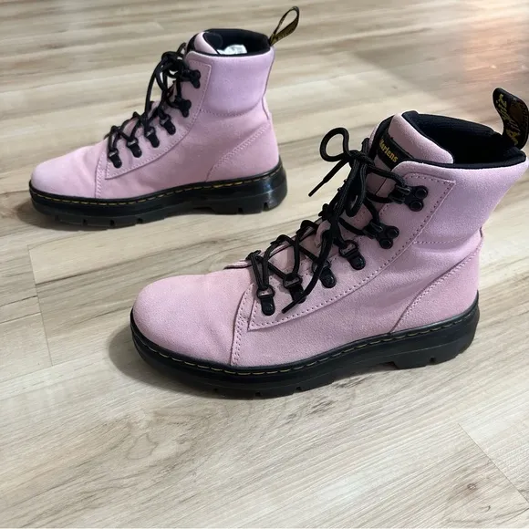 Dr. Martens COMBS Hiker Style Combat Boots in Pink Hi Suede Size 9