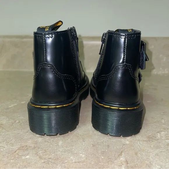 Dr. Martens Devon Bex Leather Platform Ankle Boots Toddler Girls 11c Black New