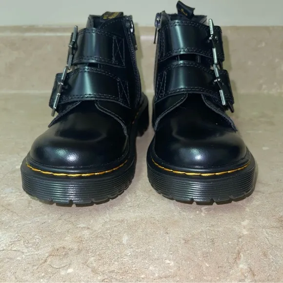 Dr. Martens Devon Bex Leather Platform Ankle Boots Toddler Girls 11c Black New