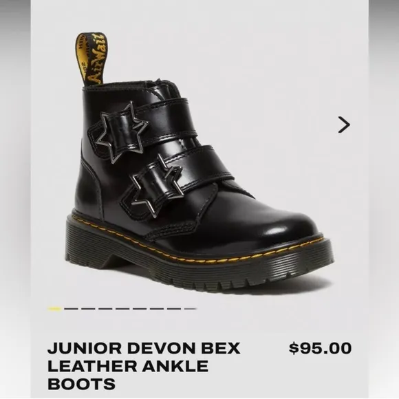 Dr. Martens Devon Bex Leather Platform Ankle Boots Toddler Girls 11c Black New