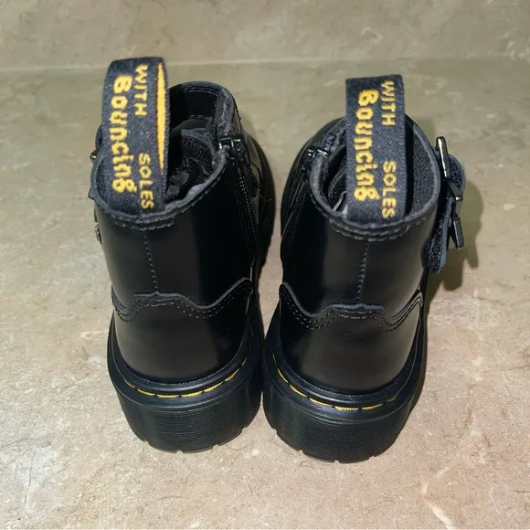 Dr. Martens Devon Bex Leather Platform Ankle Boots Toddler Girls 11c Black New