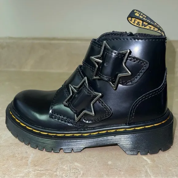 Dr. Martens Devon Bex Leather Platform Ankle Boots Toddler Girls 11c Black New