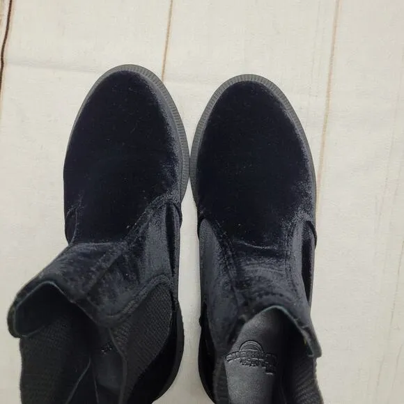 Dr Martens flora black velvet chelsea boots slip on