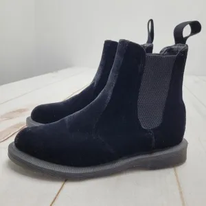 Dr Martens flora black velvet chelsea boots slip on