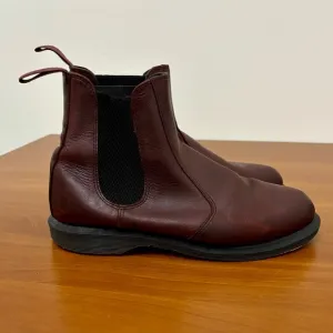 Dr Martens Flora Chelsea Boots Burgundy Leather Womens Size 8 Slip On
